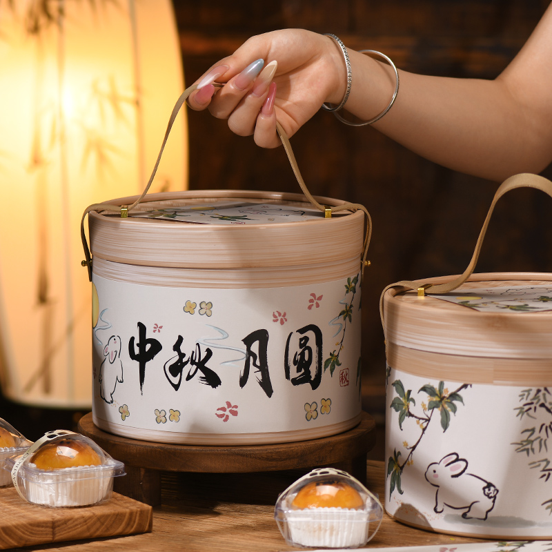 新中式中秋抱抱桶月饼礼盒
