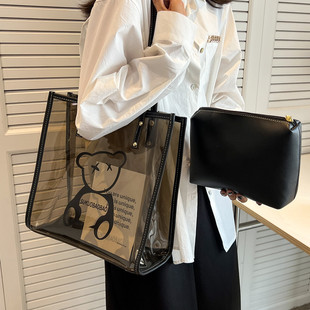 单肩包洋气托特包果冻包 潮时尚 大容量透明包包女夏季 百搭2025新款