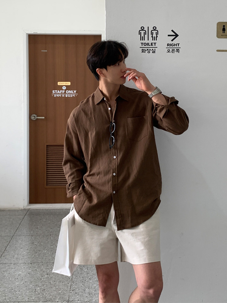 SSUMENAM LINEN SHORTS MENS SUMMER SLACKS KOREAN LOOSE TREND COTTON LINEN QUAD PANTS SOLID COLOR BEACH
