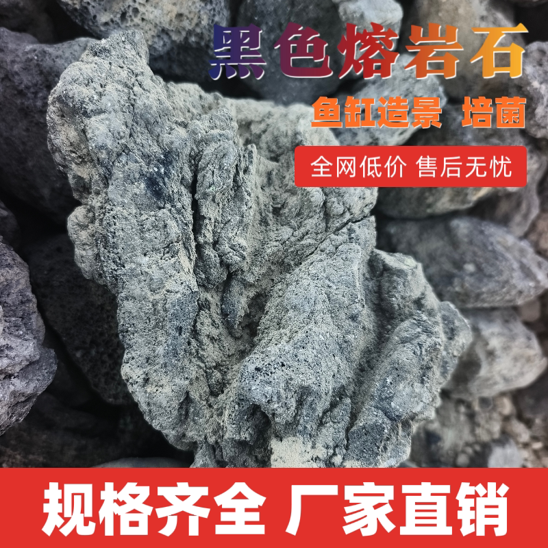 黑色熔岩石火山岩鱼缸过滤材料水族箱培菌造景假山火山石精品熔岩
