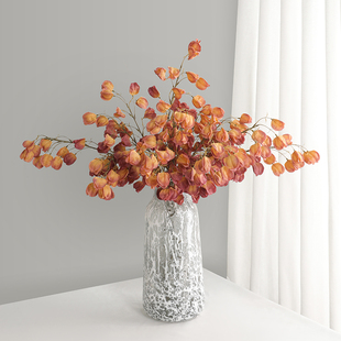 高级轻奢花材仿真干花栾树灯笼果 橱窗吊顶布置仿真假花绢花摆件