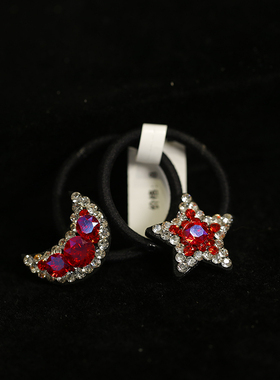 星星月亮一对发圈高弹力两指圈皮筋可爱水钻发饰一套小众