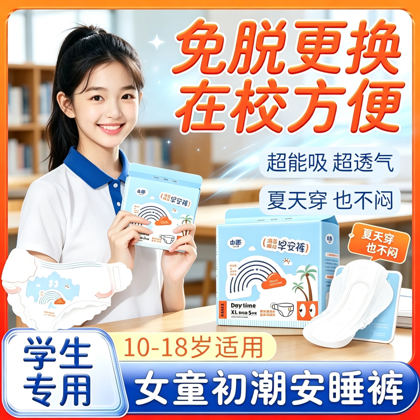 女童初潮生理期安睡裤图片
