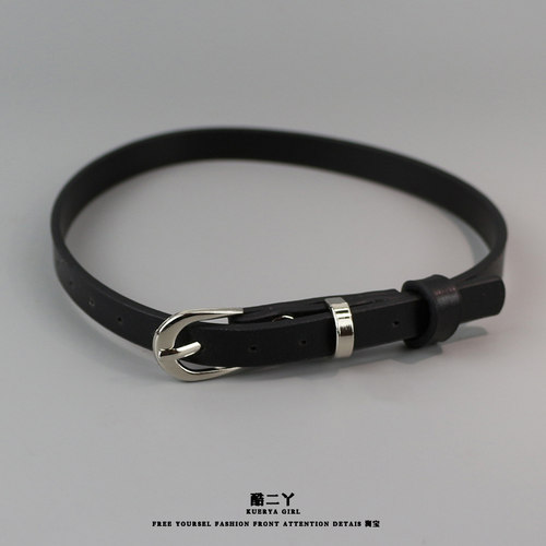 酷二丫1cm简约黑色choker颈带女百搭朋克音乐节皮质锁骨链项圈潮