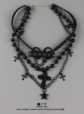 暗黑复古朋克甜酷多层项链choker