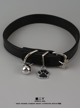 甜酷小狗爪印朋克铃铛项圈项链潮