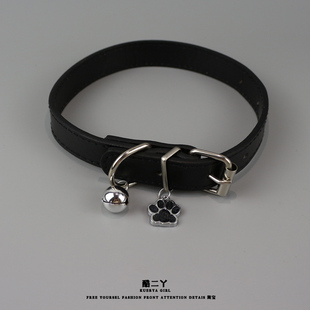 甜酷可爱爪印铃铛项圈辣妹亚文化chocke颈带项链小狗情侣脖子配饰