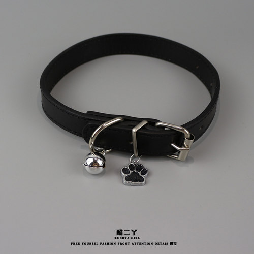 甜酷小狗爪印朋克铃铛项圈项链潮