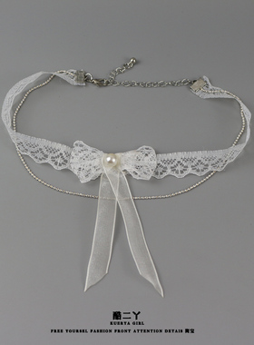 超仙甜妹纯欲风蝴蝶结项链女颈带