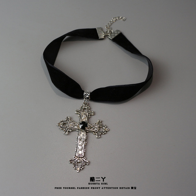复古暗黑哥特大十字架项链亚文化