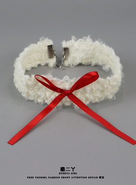 秋冬圣诞节毛绒项链choker项圈