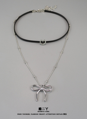 蝴蝶结爱心小众设计感气质锁骨链