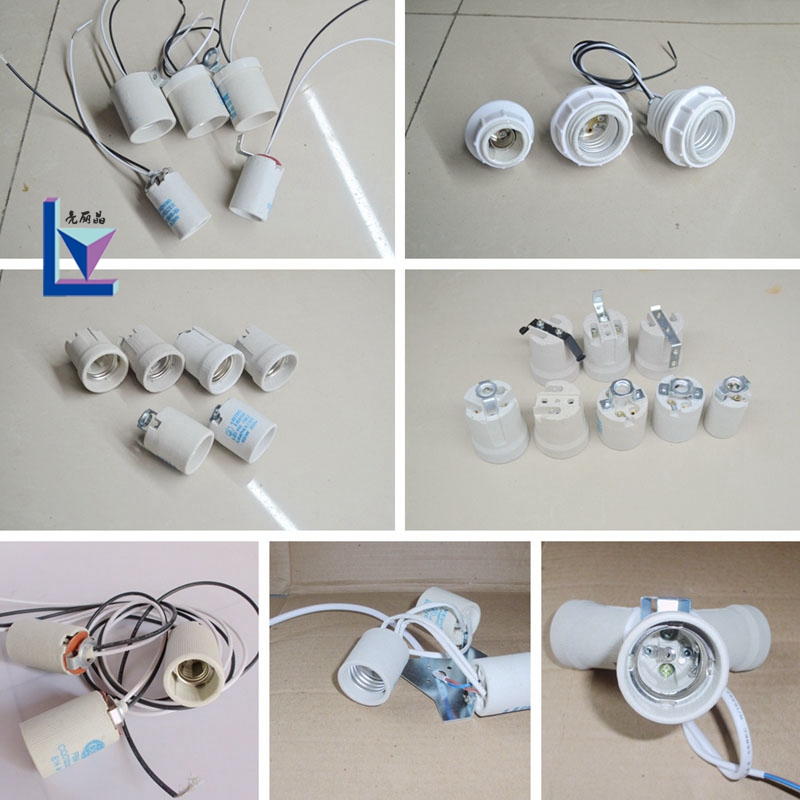 灯饰配件E27/E26/E14陶瓷螺口灯头高温石英全牙光身ce认证灯口座