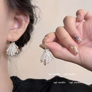 阿七 璀璨烟花~水晶流苏耳环女氛围感超闪耳钩小众设计高级感耳饰