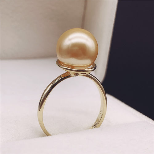 天然南洋海水戒指金珠银送女朋友