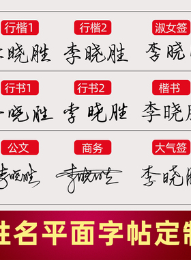 定制姓名签名练字帖名字行书行楷办公商务个性签名成人学生练字帖