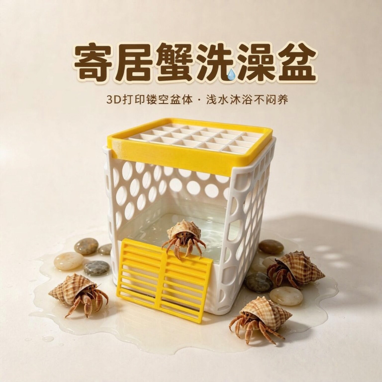 寄居蟹爬梯深水泡澡水盆