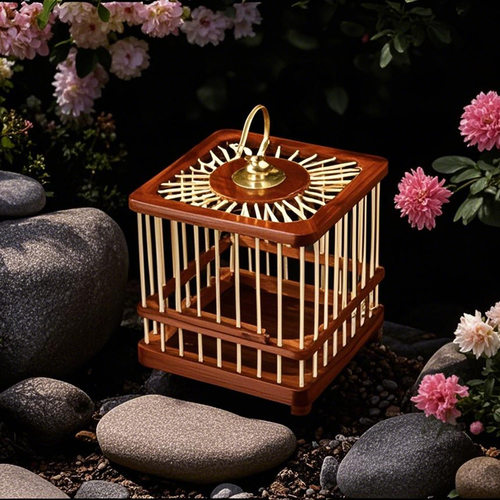 红檀木无漆方形蝈蝈笼子