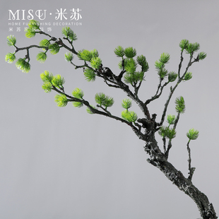 中式仿真大松枝崖柏装饰松树松针松柏盆景仿真绿植物家居装饰花瓶