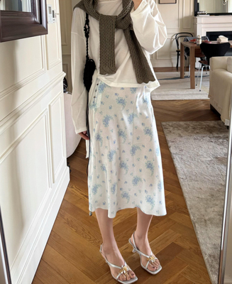 MAR 25SS月光花蕾半身裙 春夏新款真丝廓形包臀裙摆长半裙