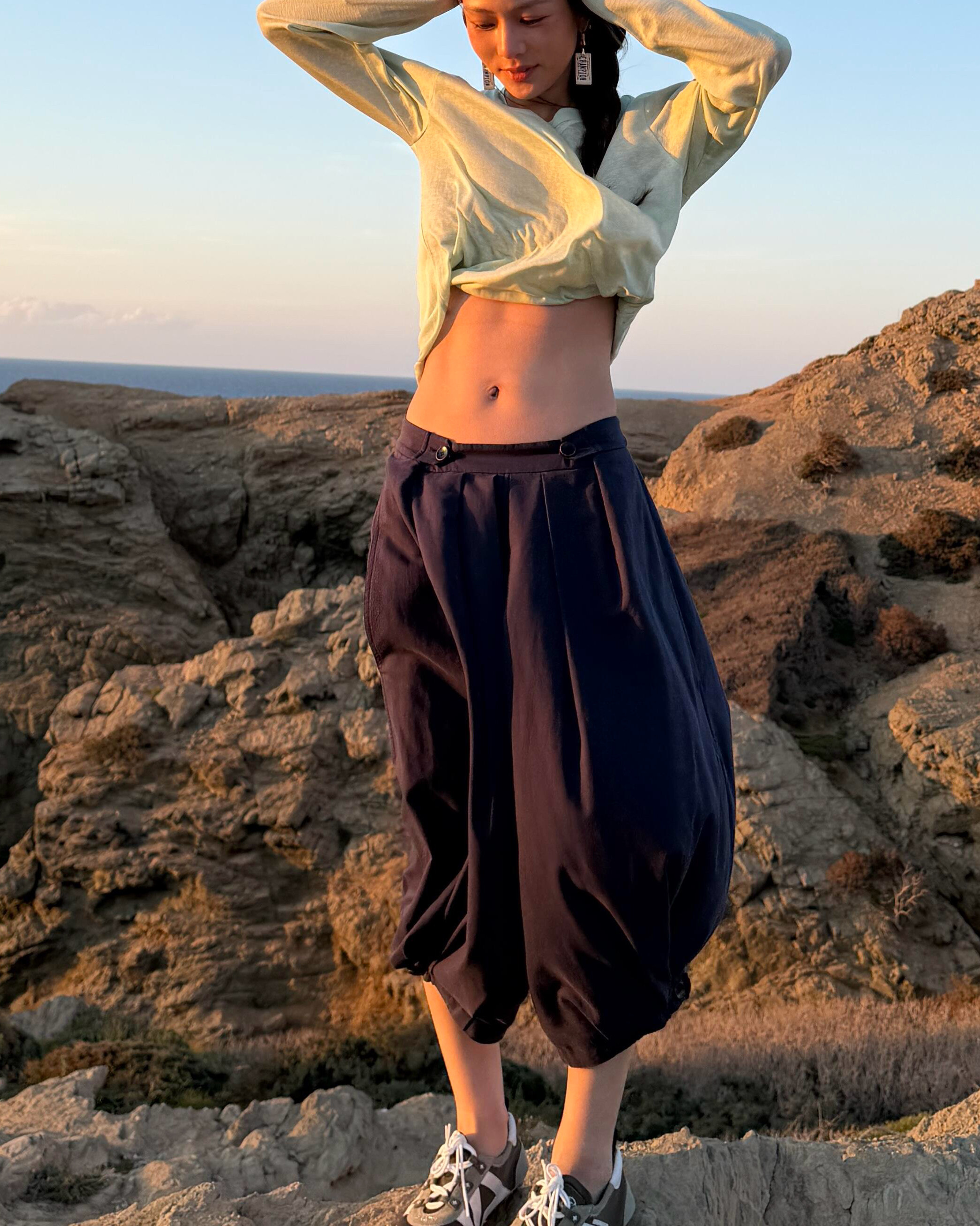 【博主NaNa同款】me siento 阔腿束脚休闲裤高腰纯色舒适灯笼裤