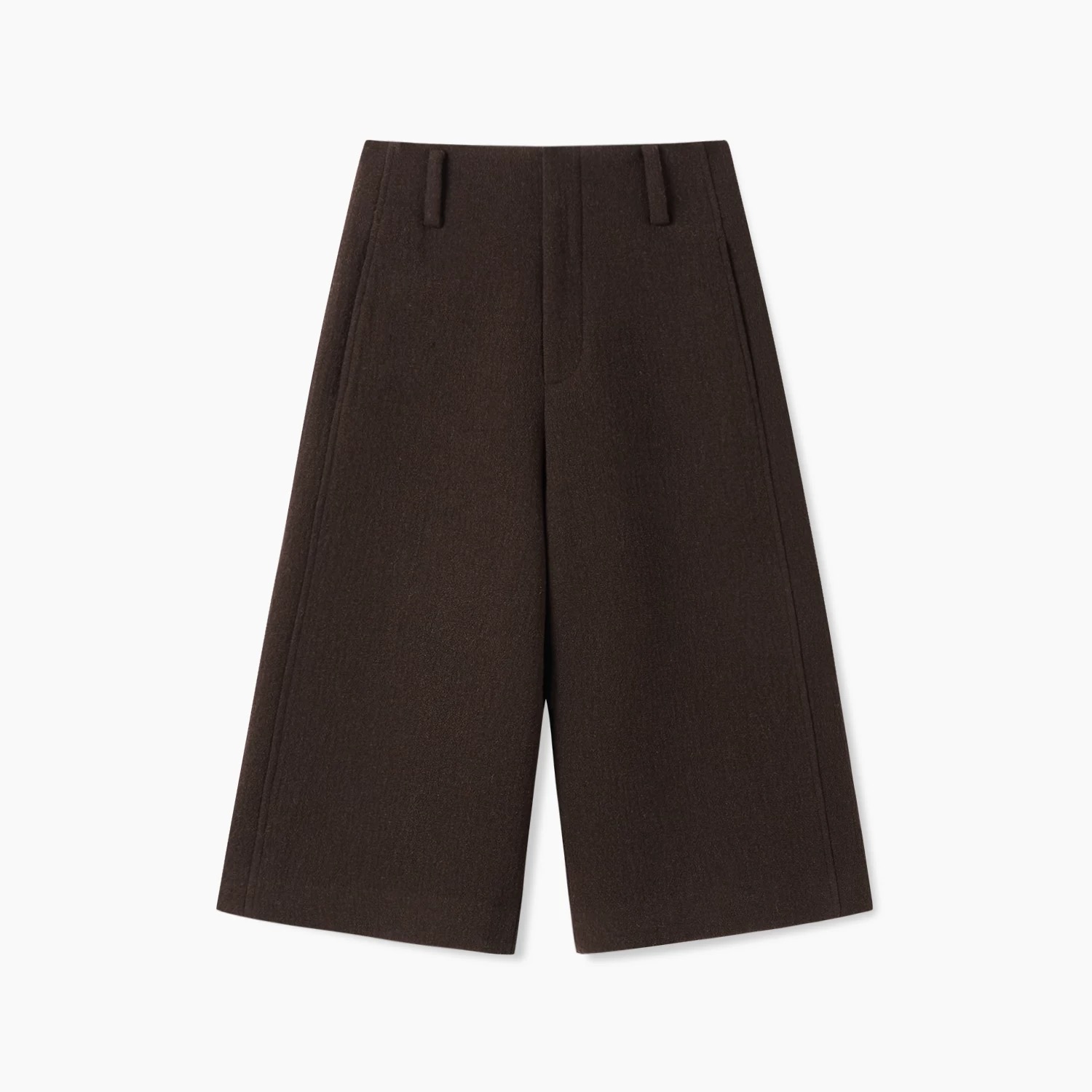 jaja 绵羊毛空气层肌理双面毛呢复古分割直筒7分裤