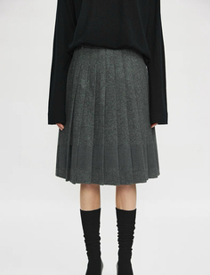 精致优雅羊毛百褶中裙&花苞短裤 M1U风秀场知识分子风