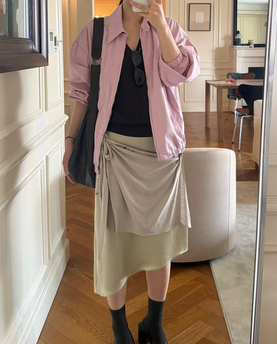博主NaNa同款系绳收腰背心女款sage铃木沙绿撞钉系带半裙短裙女夏