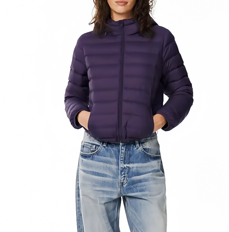 alright  90白鸭绒宽松正肩短款连帽外套绗缝轻薄羽绒服