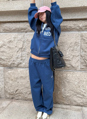 宅女同款美式复古慵懒套装Fall in love with my bed薄绒懒人套装