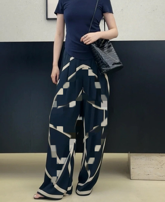 UNI /经典神裤_可机洗原创小马图腾至简线条版印花时髦阔腿裤