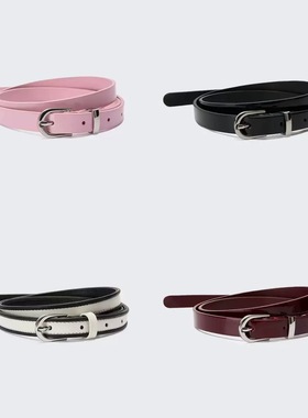 RARELY  漆皮亮面牛皮腰带 黑色/粉色/酒红