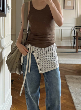 sage 燕麦色渔网装饰贝壳珠镂空裙帘