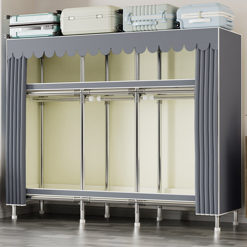 简易衣柜新款2025爆款出租房用布衣柜家用卧室钢架结构组装收纳柜