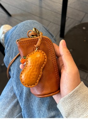 C&Y迷你发财桶~ 纯皮头层牛皮手工钥匙包 真皮耳机包 小小收纳包