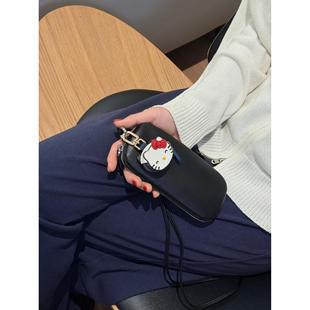 C&Y极简羊皮眼镜包 小众设计眼镜袋收纳包纯黑挂脖小包