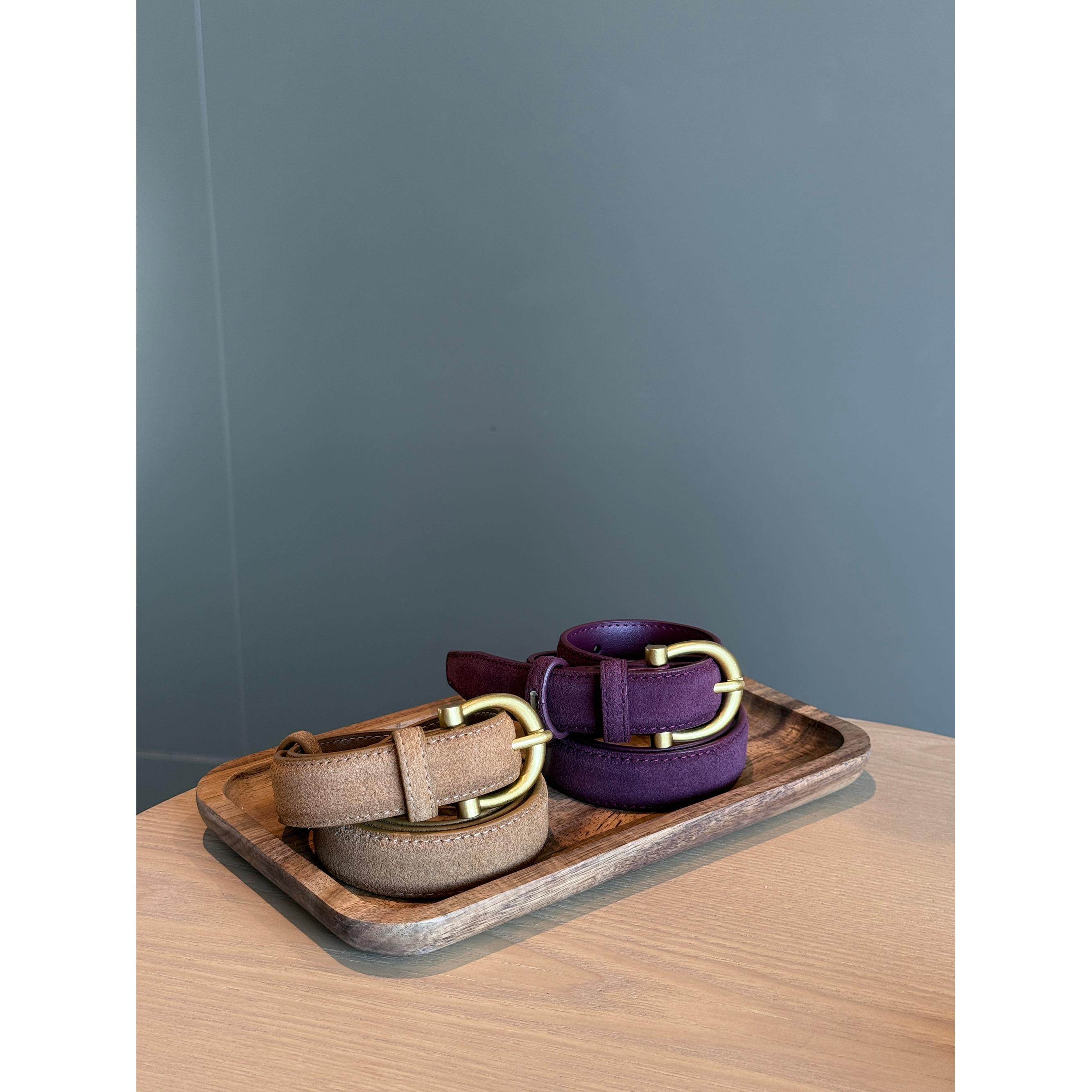 C&Y磨砂牛皮腰带～秋冬新款皮带女真皮仿麂皮绒面显瘦棕色女款