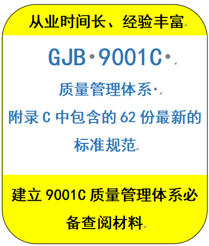 必备查阅材料 9001C质量管理体系中附录C涉及到 62份规范文档