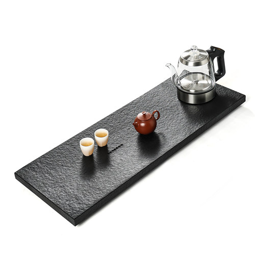 整块乌金石茶盘一体简约