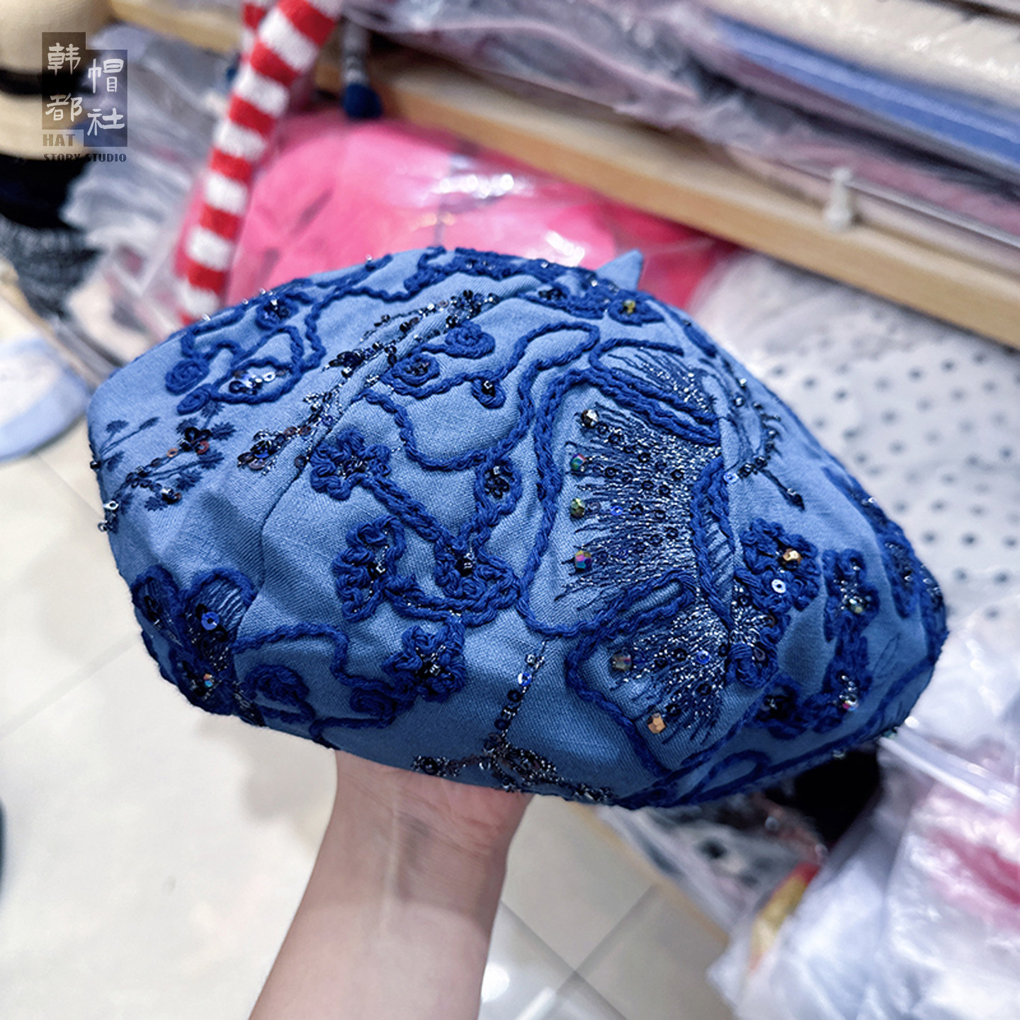 帽子女款2025秋冬季新国风手工钉珠亮片提花贝雷帽小众时髦画家帽,服饰配件/皮带/帽子/围巾,帽子,淘宝优惠券,粉丝福利购,淘宝优惠卷