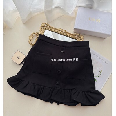 韩国高级荷叶边设计感半身裙伞裙