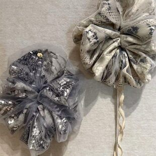 【罗纹蛇】蟒蛇发圈银灰色薄纱鳞片蟒蛇纹大肠发圈