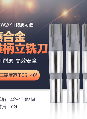 镶硬质合金YG锥柄立铣刀斜刃YGW2YT非标定制42-100mm焊接钨钢铣刀