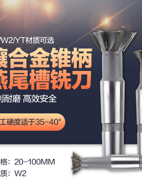 镶硬质合金W2锥柄45/50/60燕尾槽铣刀YGW2非标定制20-100焊接钨钢