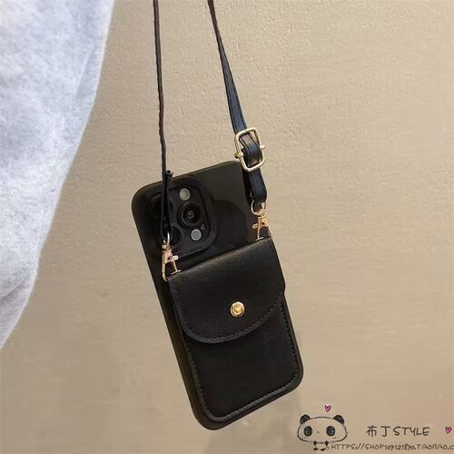 网红卡包适用小米17pro max手机壳15pro斜挎14ultra插卡13女civi5绳4红米note12pro潮11r/turbo3黑1s/2k90m套