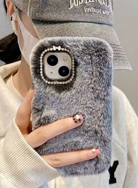 秋冬毛绒适用iPhone17pro max手机壳16pro耐脏15plus苹果13mini简约12毛茸茸14/4se3新款xr情侣8男6女iP11软7