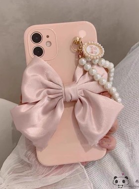 ins气质蝴蝶结realme15/14/13/12手机壳narzo20/n63真我n55/n53女50i/v60手链note70珍珠c33/c35s/c85/c75x