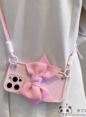 挂绳ins日韩适用华为mate80pro手机壳70air蝴蝶结p60荣耀win女power2斜挎V40畅玩50PLUS荣耀X30畅享pura70粉