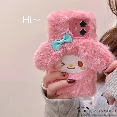卡通美乐蒂reno10毛绒OPPO真我GT neo5手机壳realme11pro秋冬find x6/5a3卡通a9/8粉a78女7k11新款4se网红a57