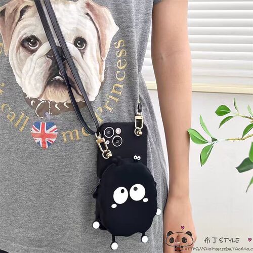 卡通煤球零钱包OPPO find x9手机壳8ultra/7斜挎reno4se绳k5/a3挂a6/2pro1/realme15真我GT女a78套a36a96/a97